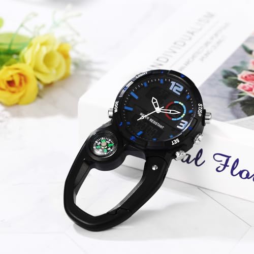 Image of JewelryWe Men Women Digital Clip Watch Mini Microlight Backpack Buckle Belt fob Watches for Rock Climbing Doctors Nurses Chefs for Mother's Day