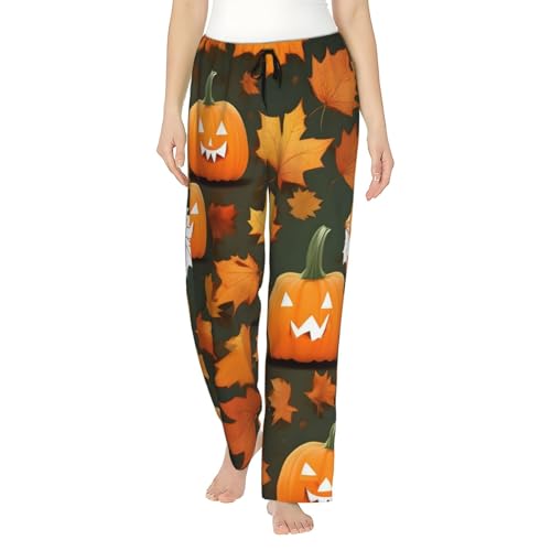 Pantalon de pyjama femme citrouille doux contre la chaleur nocturne nuit Thanksgiving EdWal