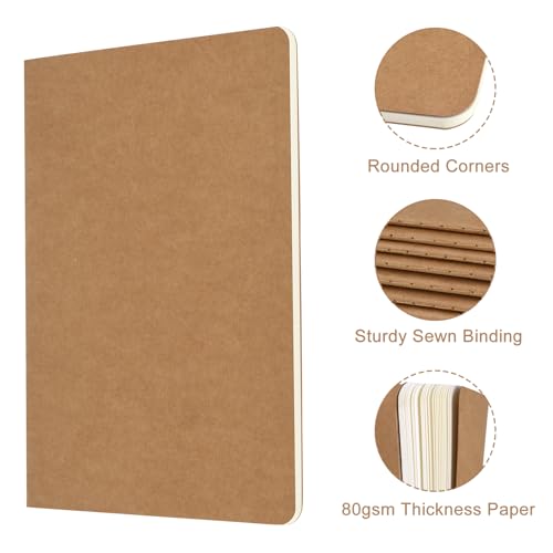 ZCZN A5 Plain Paper Notebooks - 24 Pack, 60 Pages Each, Kraft Cover Blank Notebook, Ideal for Writing Drawing, and Sketching - Image 3