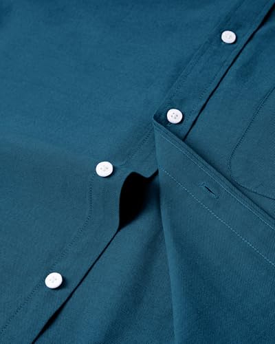Image of Alimens & Gentle Mens Solid Oxford Shirt Long Sleeve Dress Shirt Work Casual Button Down Shirts with Pocket