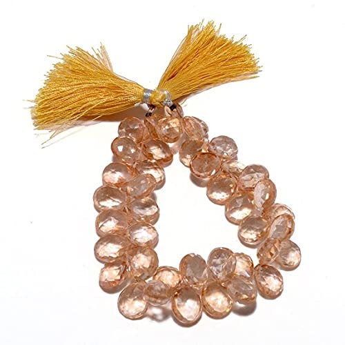 LKBEADS Powlekane kryształowe koraliki, mikro fasetowane koraliki gruszkowe, kolor cytrynowy 10 x 14 mm koraliki, 10 cm