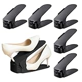 Asdays シューズホルダー 靴収納 くつホルダー 6個入 高さ調節可 省スペース 収納量2倍 (ブラック)