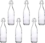 WDMT Juego de 6 botellas de cristal – 1 litro por botella – Botella con cierre de clip – Botella de agua de cristal – Botellas – Botellas – Botellas – Botellas – Botellas – Botellas – Botellas –