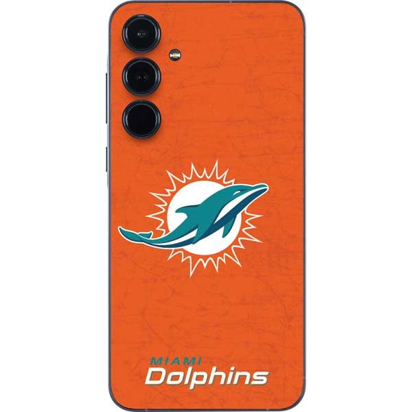 Skinit Decal Phone Skin Compatible with Galaxy A36 5G - Officially Licensed NFL Miami Dolphins Distressed- Orange Design