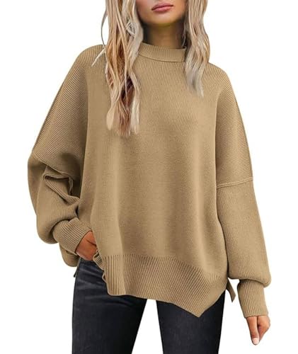 Image of SEMATOMALA Women's Oversized Plain Batwing Sweaters Fall Winter Crewneck Trendy Pullover Knit Jumper Tops