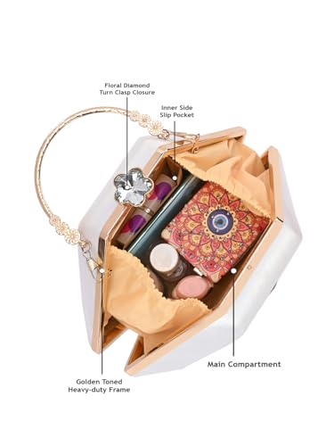 Image of TOOBA Handicraft Women's Beautiful Bling Box Clutch Bag | Evening Bag, Bridal Purse & Party Handbag | Wedding & Special Occasion Clutch (Mix Pyramid)