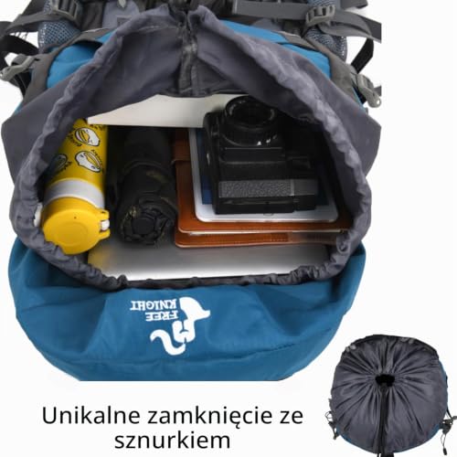 Bseash 60L wodoodporny lekki plecak turystyczny z osłoną przeciwdeszczową, plecak podróżny odkryty sport wspinaczkowy camping turystyka (Pomarańczowy)