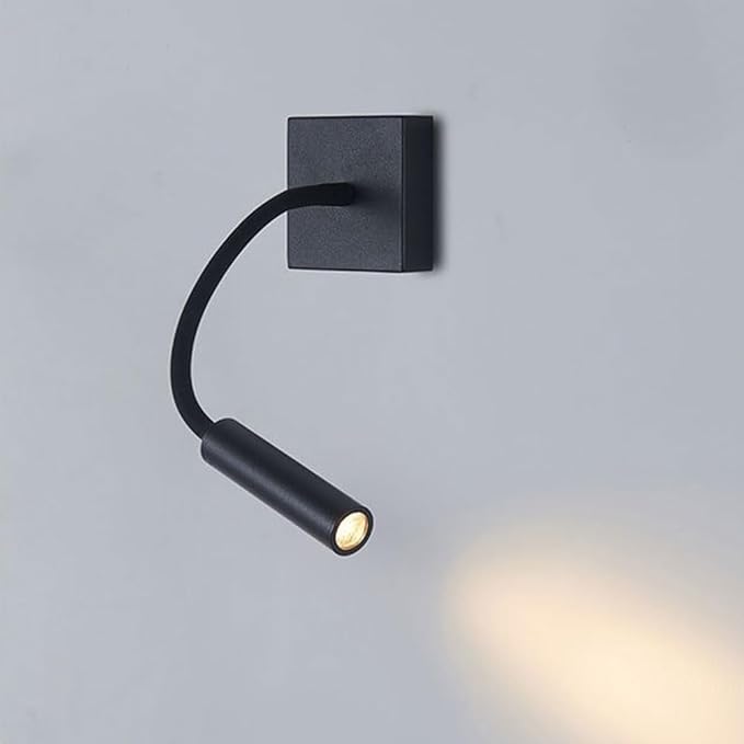 SWEMOPP Flexible Gooseneck Wall Mount Mounted Bedside Reading LED Light Hard Wired Rustic Farmhouse Industrial Black Wall Light Fixture Headboard Wall Lamp for Bedroom Hotels Entryway