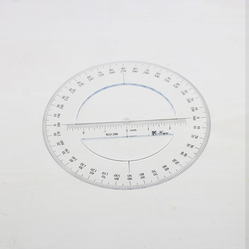 360 Degree Protractor, Plastic Protractor Math Protractors Clear Protractor Ruler Drafting Tools Circle Protractor for Geometry - Image 3