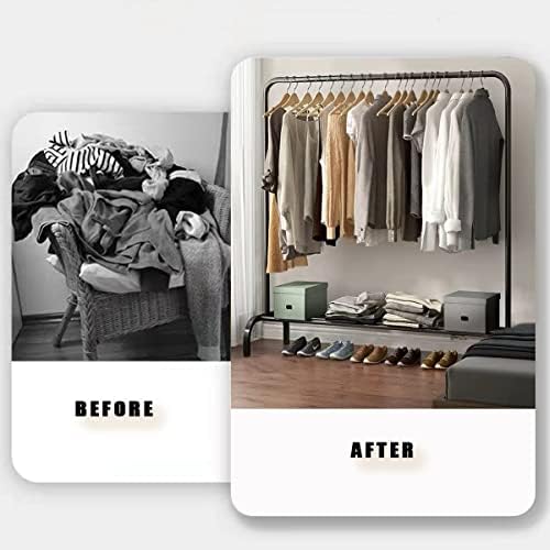 Vivo Technologies Metal Clothes Rail Stand with Hanging Rail and Storage Shelf , Clothes Rack Clothing Rails for Bedroom Hanging Rails for Clothes Black