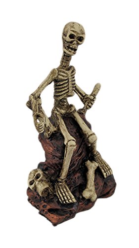 Figura Estatua esqueleto sentado sobre rocas miniatura 2