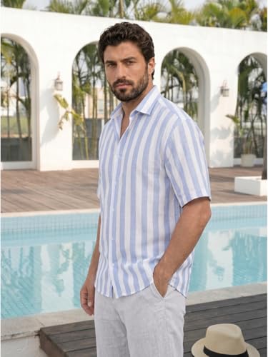 Image of BROWN CULTURE Mens Oversized Printed Casual Shirt | Cotton Blend Shirt | Half Sleeve | Relaxed Fit | Button Down Shirts for Men | Stylish Everyday Wear | Modern Mens Fashion