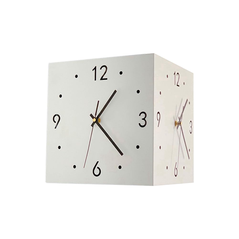 Horloge murale carrée angle blanc double face lumineuse