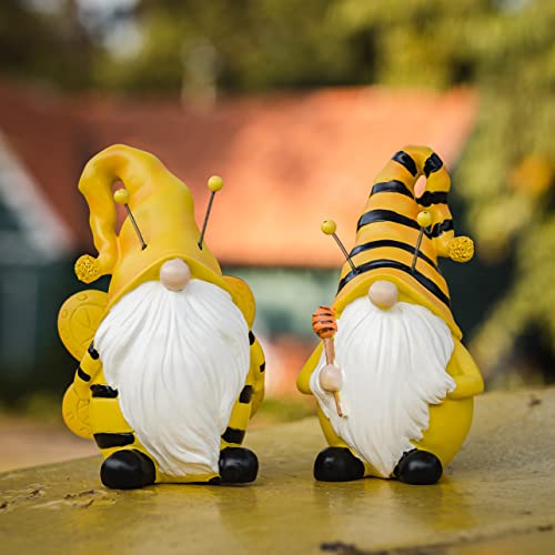 Vincent Malyn Outdoor Garden Gnome Statue - Yard Gnome Decor Figurine Set Of 2 Funny Bee Gnomes Decorations For Yard Patio Law Cute Resin Ornament #TOP2