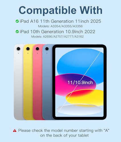 Image of Hamile for iPad 11th 10th Generation Case with Keyboard - 7 Colors Backlit Wireless Detachable Folio Keyboard Cover with Pencil Holder for iPad 11-inch A16 2025 10th Gen 10.9 Inch 2022 (Sky Blue)