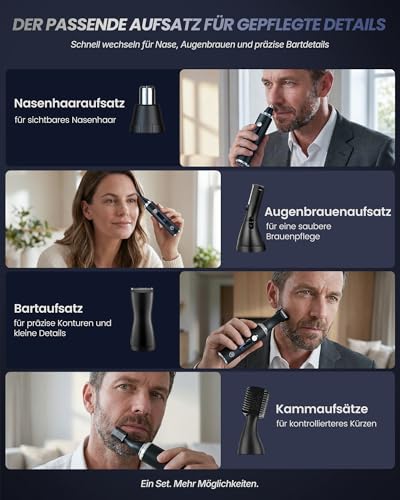 Nasenhaartrimmer Herren & Damen, 3-in-1 Scheren für Augenbrauen & Bärte – Ansicht 5
