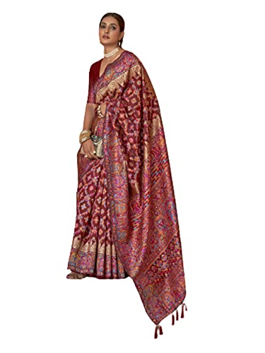 Sari indien en soie pashmina tissée vêtement traditionnel femme multicolore 2785