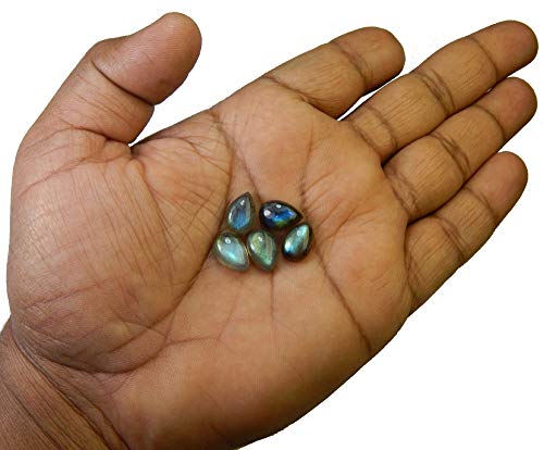 Myhealingworld MHW0161 Natural Calibrated 8X12Mm Pear Shape Blue Fire Labradorite Cabochon Loose Gemstone 5Pcs Box thumb #3