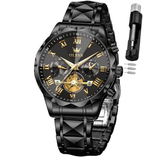 Image of OLEVS Watches for Men Chronograph Business Dress Large Face Mens Wristwatch | Stainless Steel Strap, Luminous, 30M Waterproof, Multifunction,Watch Gift for Men