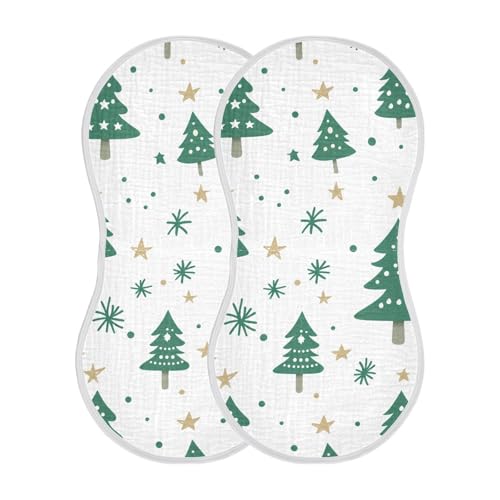 Baby Burp Cloths, Soft Absorbent Burping Cloths for Babies, Cotton Milk Spit Up Rags, Large Size for Newborns, Baby Boys and Girls (Cute Christmas Tree Pattern)2