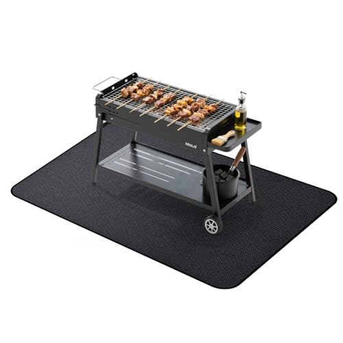 Wakects Feuerstellenmatte, 93 X 132 cm, Große Grillmatte Unter Dem Grill, 2000 Grad Hitzebeständige Matte, Grasschutzmatte, Outdoor-Grillunterlage für Holzkohlegrills, Deck, Terrasse,
