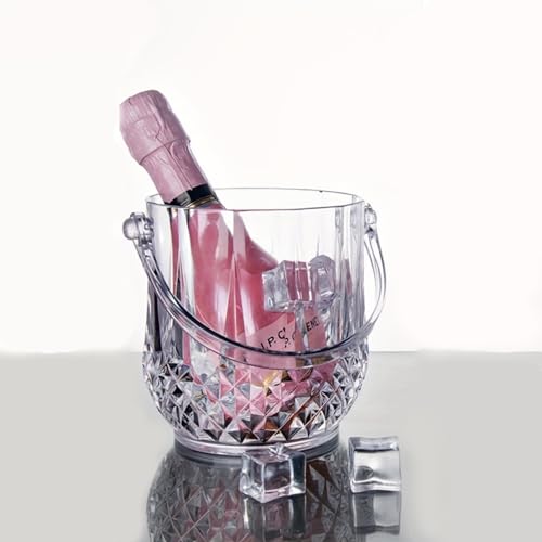 Jerliflyer 1150ml Acrylic ice Bucket,Crystal binaural Small ice Bucket, Clear Beverage Cocktail bar with Handle for KTV Bar Parties use?1pcs?