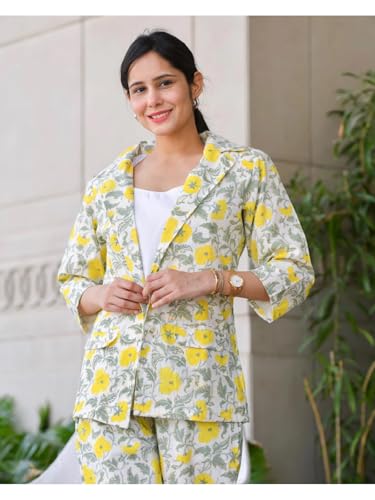 Image of DHRUVI TRENDZ Women's Rayon Floral Co Ord Set | Stylish | Festive | Travel | 3 /4 Sleeve Trendy Korean Summer Travel Outfit | Lightweight Two Piece Dress for Beach & Holiday Look