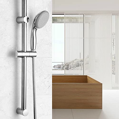 Offo Shower Slide Bar 24 Inches Adjustable Installation Distance 18-24 Inches With 360° Adjustable Handheld Shower Head Holder For Bathroom, Screw Wall Mounted, Chrome Finish #TOP6