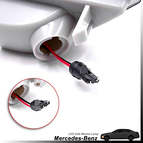 Smoke Lens Amber LED Front Bumper Side Marker Light Kits for 2010-2013 Mercedes-Benz W212 E-Class Pre-LCI E350 E550 E63 AMG Sedan/Wagon Driver Fender Turn Signal Sidemarker Lamps Replacements