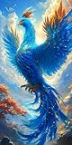 Phoenix azul Diamond painting kit completo, 5D DIY números Bordado en Punto de Cruz, Diamantes de Imitación de Cristal, Adultos,Niños, Casa, Manualidades para Decoración de Pared Regalos 70x140cm L217