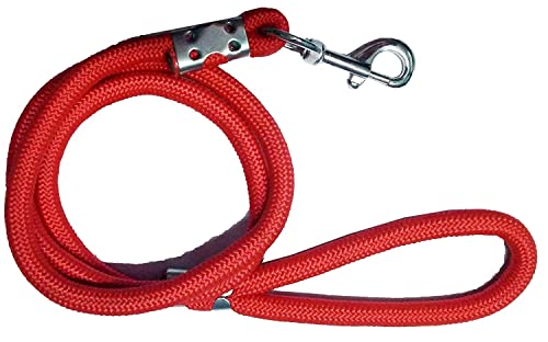 Image of Dog Export Quality Nylon Easy to Control Buckle Everyday Neck Collar Belt and Hand Weaved Durable Training Rope Leash Set (RED)