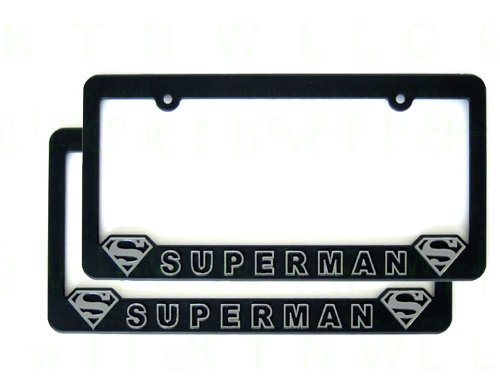BDK A Set of Two Plastic 3D License Plate Frame - Superman Silver