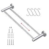 Adjustable 16 to 27.6 Inch Double Towel Bar, iMomwee Satin Brushed Nickel Finished SUS304 Stainless