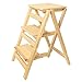 baystarxu Scala a pioli Sgabelli per la casa, Sgabello Pieghevole in Legno Scala a 3 gradini Libreria Multifunzione Camera da Letto Soggiorno Scaffalature Pieghevoli Facili da riporre (Colore Legno)