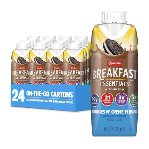 Carnation Breakfast Essentials Complete Nutritional Drink Cookies N Crème Flavor 8 oz Bottle 24 Ct