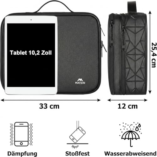 MATEIN Kabeltasche Organizer mit Verstellbarer Trennwand, Kabeltasche Reise 3 Schicht Kabel Organizer Tasche, Kabel Tasche für DJ‑ und Musikequipment, Elektronik‑Zubehör‑Organizer, Schwarz