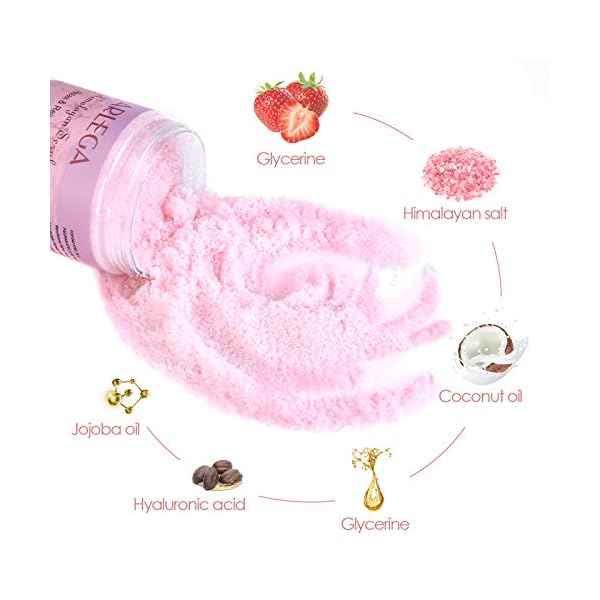 Body Scrub, Himalayan Salt with Strawberry and Coconut Oil, Exfoliating Salt Scrub to Deep Cleansing, Scrub Away Dead Skin and Moisturize Skin, Relax and Rejuvenate Body, 10 oz (SWEET)