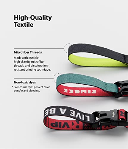 Image of Ringke Buckle Band Strap, Quick Side Release Buckle Clip Microfiber Band Grip with Length Adjuster Clasp Cell Phone Holder for Phone Case - Neon Yellow
