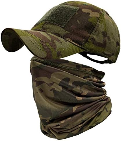 ehsbuy Camo Hats for Men with Cooling Neck Gaiter Baseball Caps Face Scarf Mask Army Tactical Military Hat Neck Tube Snoods for Running Hunting Camping Cycling Fishing Outdoor Sports