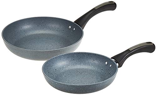 Prestige Speckled Long Lasting Non Stick Twin Pack Fry Pan, 20cm/25cm, Grey