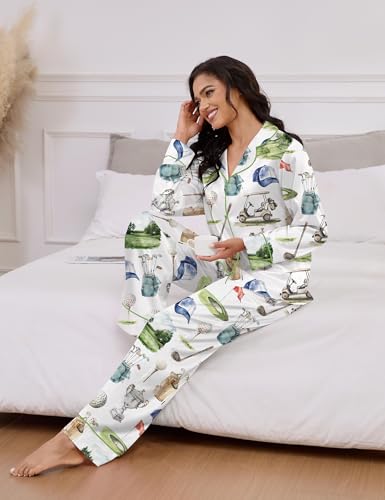 Image of SHESHOW Satin Pajamas for Women Set Long Sleeve Button Down Sleepwear 2 Piece Nightwear Women Pjs Sets Size XS-XXL
