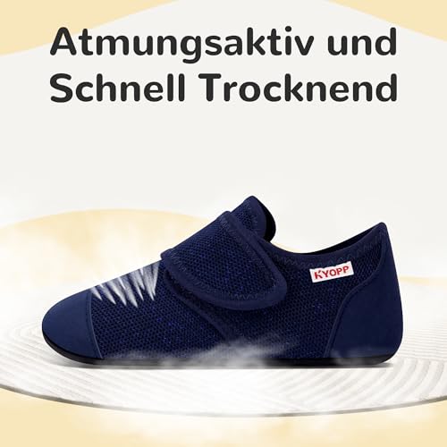 Kyopp Hausschuhe Kinder Barfussschuhe Atmungsaktive Pantoffeln für Jungen Mädchen Rutschfest Breite Turnschläppchen Kleinkinder Slippers(Dunkel Blau-N, 24/25EU)