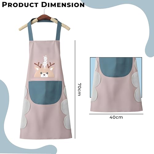 Image of Kraptick Kitchen Apron - Comfortable Cooking Waterproof Apron for Men and Women With Pocket and Side Coral Velvet for Wiping