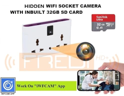 Image of FREDI HD PLUS WiFi 3-Pin Socket Camera 1080P HD | Plug Socket Camera with 32GB Inbuilt Storage | Live View on Mobile & PC via iWFCam App | Plug & Play Indoor Monitoring Device for Home Office Shop