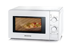 SEVERIN Four à micro-ondes 20 L, 700 W pour décongeler, chauffer et réchauffer, avec 5 niveaux de puissance, Minuteur 35 min, Plateau tournant (Ø 25,4 cm), blanc, MW 7770