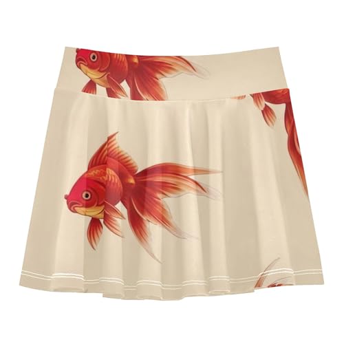 Gymnastics Athletic Shorts Girls Skorts Tennis Skirts Kids Flowy Skort Cute Red Goldfish Beige 4t