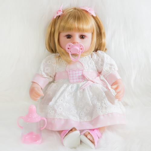 Muñeca Reborn 16 pulgadas ENADOLL cabello rubio miniatura 1