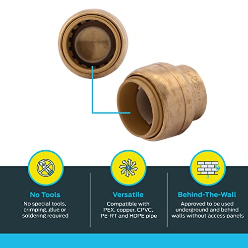 Sharkbite 3/4 Inch Push Cap, Pack Of 4, Push To Connect Brass Plumbing Fitting, Pex Pipe, Copper, Cpvc, Pe-Rt, Hdpe, U518Lfa4 #TOP2