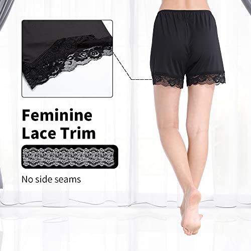 Mancyfit Pettipants For Women Half Slip Culotte Shorts Split Skirt Lace Snip 4” Inseam Black Large #TOP2