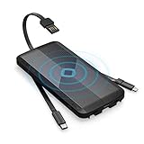 iWALK 8000mAh Wireless Charge Power Bank Built in Light-ning Adapter, Type C, Micro USB Cables, Ultra Slim Portable External Battery Pack Power Bank Charger Compatible with iPhone Samsung More